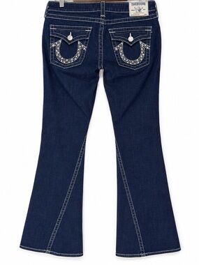 True Religion Women’s Vintage Dark Wash Joey Jeans Horseshoe Pocket 32